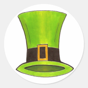 Green Leprechaun Top Hat Saint Patrick's Paddy Day Ronde Sticker