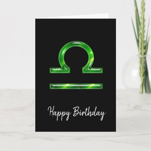 Green Libra Sign Birthday Kaart (Voorkant)
