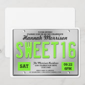 Green License Plate Sweet 16 Parties Invitations (Devant / Derrière)
