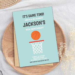 Green Light Background Basketball Invitations Kaart