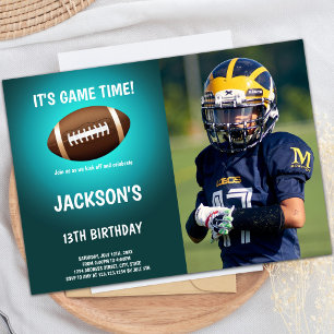 Green Light Football Birthday Invitation foto Kaart