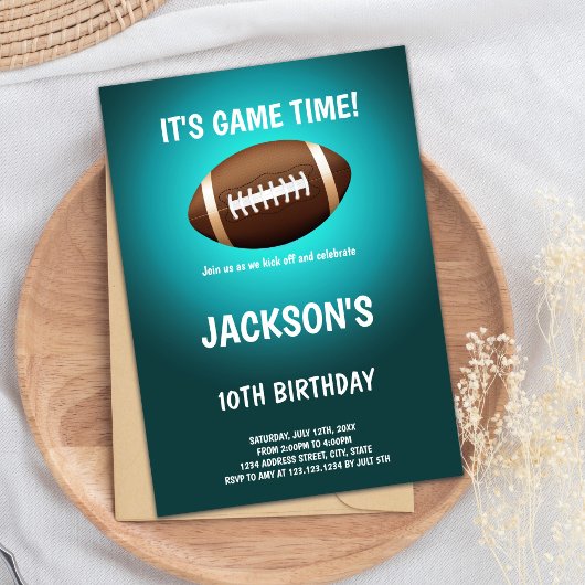 Green Light Football Invitations d'anniversaire
