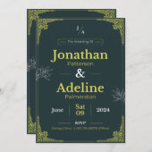 Green Lime Elegant Mariage Invitation (Devant / Derrière)