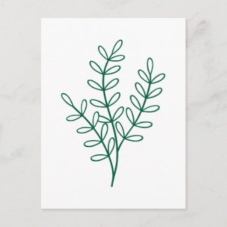 Green line art delicate leaves briefkaart