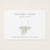 Green Line Art Festive Holly Branch Hairclip Visitekaartje (Voorkant)