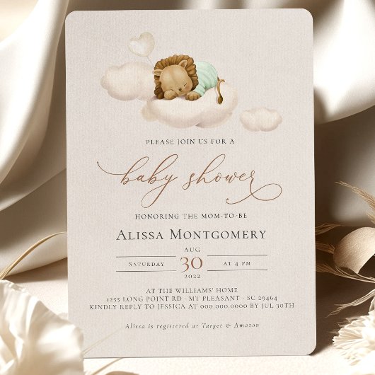 GREEN Lion Baby shower Uitnodiging