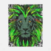 Green Lion Head - Lion Face Fleece Blanket Deken (Voorkant)