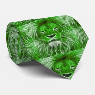 Green Lion Print op Mannen Stropdas