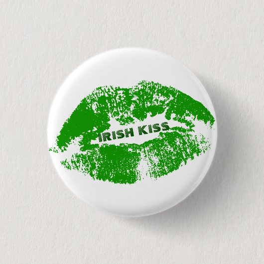 Green Lips Irish Kiss Ronde Button 3,2 Cm (Voorkant)