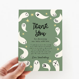 Green Little Boo Halloween Baby shower Bedankkaart
