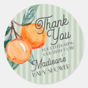 Green Little Cutie Citrus Baby shower Favoriet Ronde Sticker
