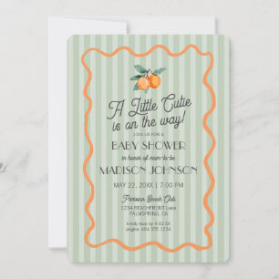 Green Little Cutie Pastel Citrus Theme Baby shower Kaart