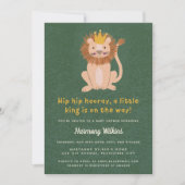 Green Little King Lion Boy Baby shower Invitation Kaart (Voorkant)