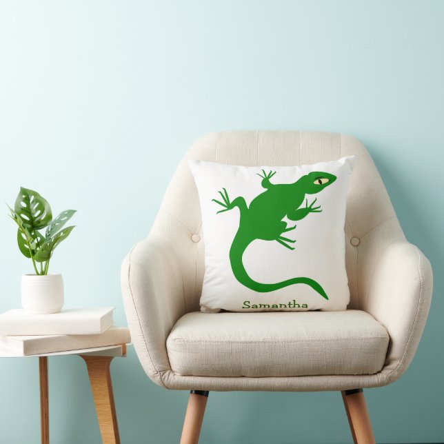 Green Lizard Design Personalised Kussen (Stoel)