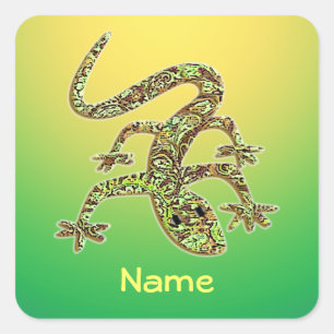 Green Lizard Gecko Salamander Stickers met naam