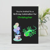 Green Lizard Invitation de fête d'anniversaire (Debout devant)