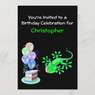 Green Lizard Invitation de fête d'anniversaire