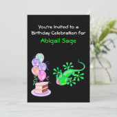 Green Lizard Invitation de fête d'anniversaire (Debout devant)