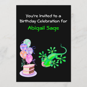 Green Lizard Invitation de fête d'anniversaire