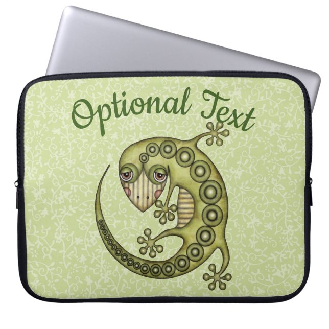 Green Lizard Laptop Sleeve (Voorkant)