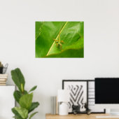 Green Lizard op Green Leaf Poster (Thuiskantoor)