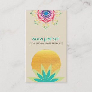 Green Lotus Flower Logo Yoga Healing Health Visitekaartje