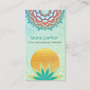Green Lotus Flower Mandala Logo Yoga Healing Visitekaartje