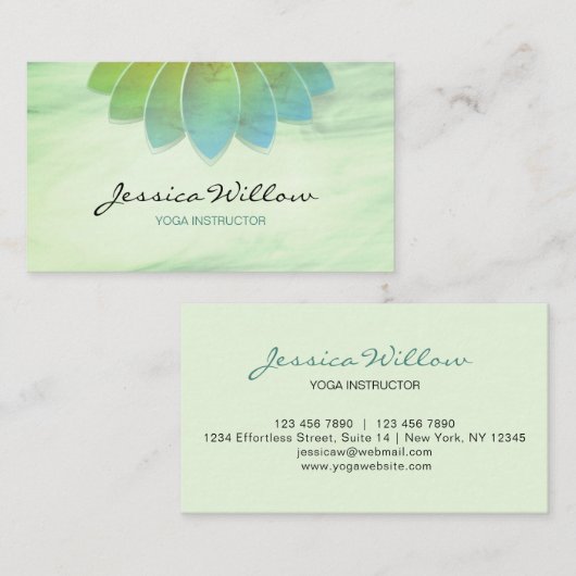 Green Lotus Yoga Instructor Visitekaartje (Voorkant / Achterkant)