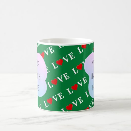 Green LOVE Heart Retro Elegant Koffiemok (Center)