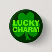 Green Lucky Charm Shamrock Button (Voorkant)