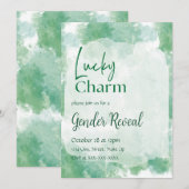 Green Lucky Charm Waterverf Genderonthulling Kaart (Voorkant / Achterkant)