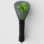 Green Lucky Clover Shamrock Name en Monogram Golfheadcover (Voorkant)