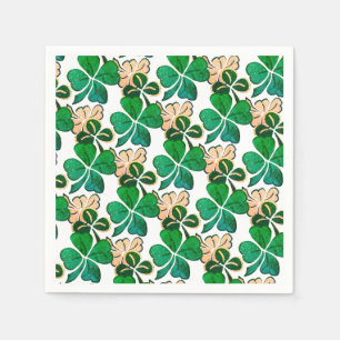 Green Lucky Clover Shamrock Pattern Servet