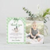 Green Lucky Duck Boy Birthday Photo Carte de remer (Debout devant)