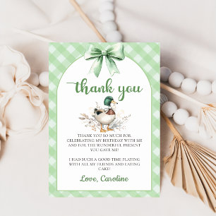 Green Lucky Duck Boy Carte de remerciements d'anni