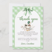 Green Lucky Duck Boy Carte de remerciements d'anni (Devant)