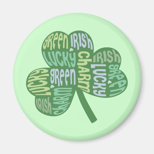 Green Lucky Ierse Charm Shamrock Magneet (Voorkant)