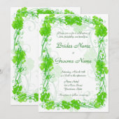 Green Lucky Shamrock Wedding Invitation Kaart (Voorkant / Achterkant)