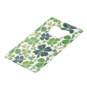 Green Lucky Shamrocks Clover St. Patrick's Day Kredietkaart Flessenopener