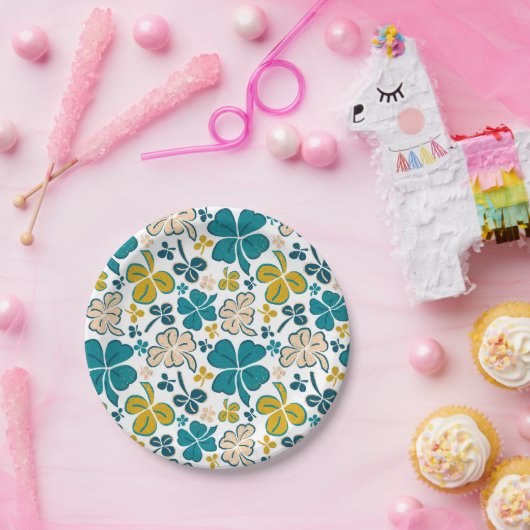 Green Lucky Shamrocks Clover St. Patrick's Day Papieren Bordje (Feest)