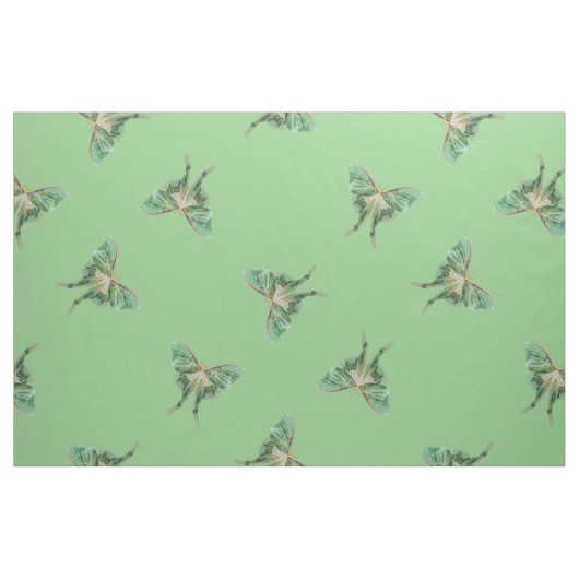 Green Luna Moth Pattern Fabric Stof (Fat Quarter)