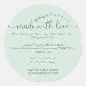 Green Made with Love Script Ingredient Bakery Ronde Sticker (Voorkant)