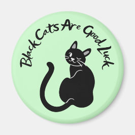 Green Magnet - Black Cats Are Good Luck Magneet