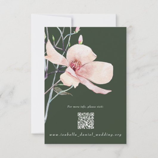 Green Magnolia Détails du Mariage Carte de boîtier (Dos)
