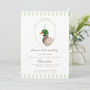 green mallard duck baby shower invite kaart