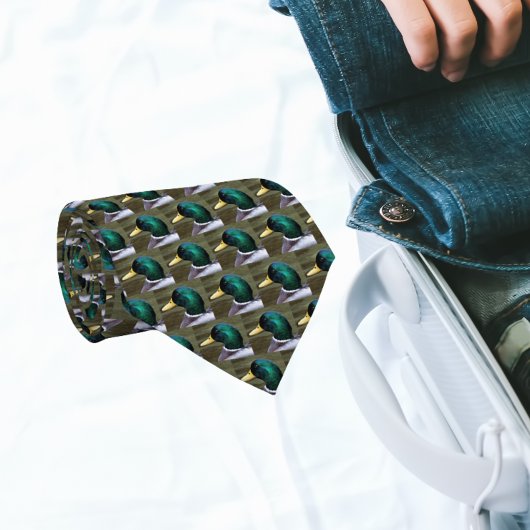 Green Mallard Duck Head Pattern Stropdas