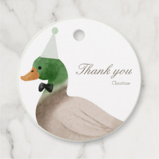 Green Mallard Duck Round Favoriet Tag Bedankjes Labels