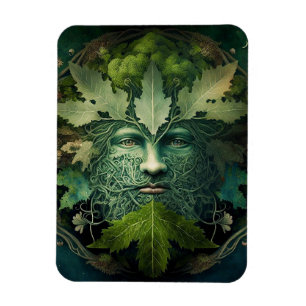 Green Man Mandala Fantasy Art Magneet