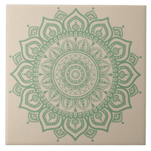 Green Mandala Ceramic Tegel Tegeltje
