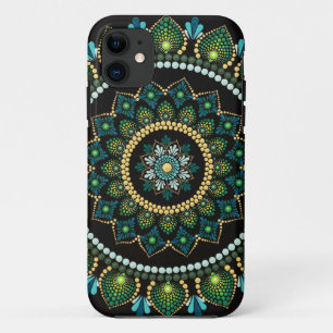 Green Mandala met de hand beschilderd Heilige iPhone 11 Hoesje